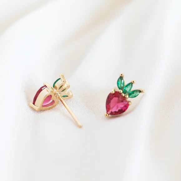 Sweet Strawberry Studs (S925) - Only 3 left! - Picture 6 of 9